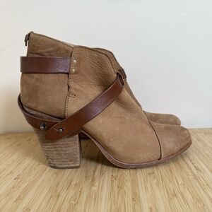 Rag and Bone Harlow Ankle Boots Tan Brown Suede Leather Women's Size 10 / EU 41